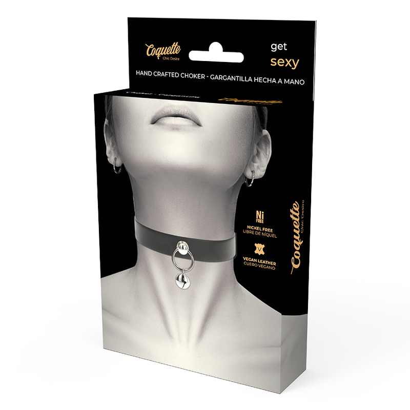 COQUETTE CHIC DESIRE GARGANTILHA DE COURO VEGANO CHOCALHO COM ARO