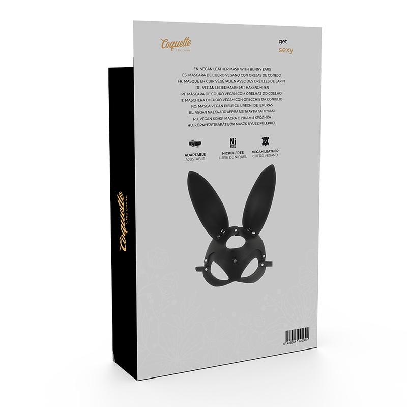 COQUETTE CHIC DESIRE MÁSCARA DE COURO VEGANO COM ORELHAS DE COELHO