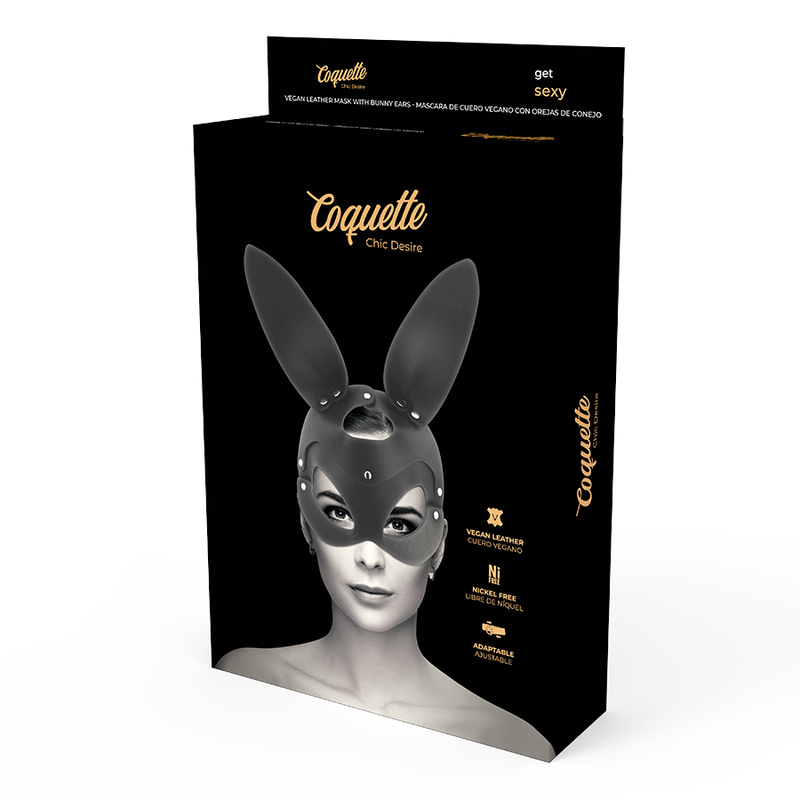 COQUETTE CHIC DESIRE MÁSCARA DE COURO VEGANO COM ORELHAS DE COELHO
