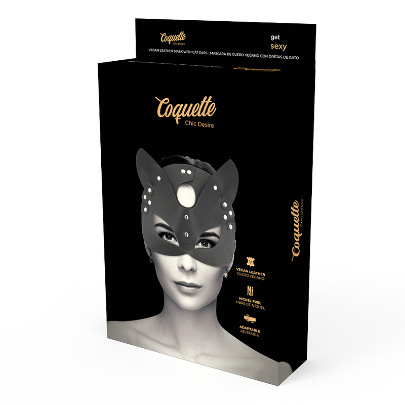 COQUETTE CHIC DESIRE MÁSCARA DE COURO VEGANO COM ORELHAS DE GATO