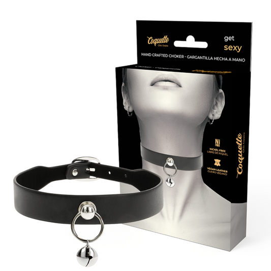 COQUETTE CHIC DESIRE GARGANTILHA DE COURO VEGANO CHOCALHO COM ARO