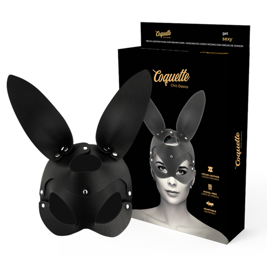 COQUETTE CHIC DESIRE MÁSCARA DE COURO VEGANO COM ORELHAS DE COELHO
