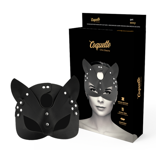 COQUETTE CHIC DESIRE MÁSCARA DE COURO VEGANO COM ORELHAS DE GATO
