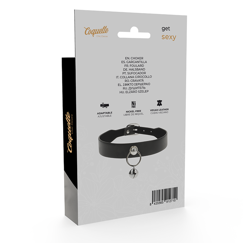 COQUETTE CHIC DESIRE GARGANTILHA DE COURO VEGANO CHOCALHO COM ARO