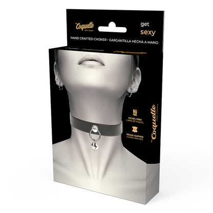COQUETTE CHIC DESIRE GARGANTILHA DE COURO VEGANO CHOCALHO COM ARO